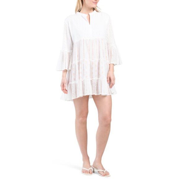 LA MODA White Notch Collar Day Mini Dress - Picture 1 of 2